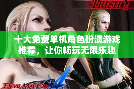 十大免费单机角色扮演游戏推荐，让你畅玩无限乐趣