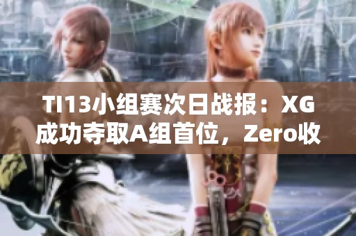TI13小组赛次日战报：XG成功夺取A组首位，Zero收获C组次名