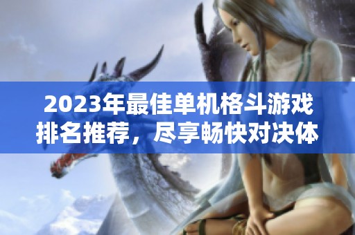2023年最佳单机格斗游戏排名推荐，尽享畅快对决体验