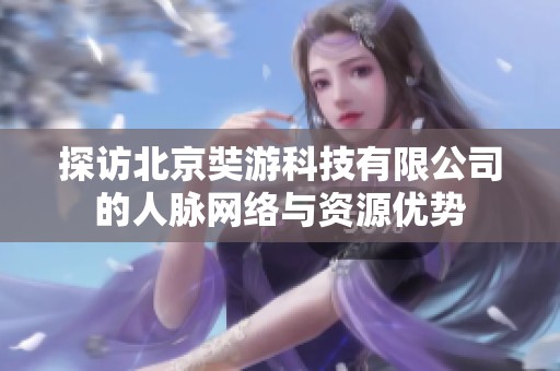 探访北京奘游科技有限公司的人脉网络与资源优势