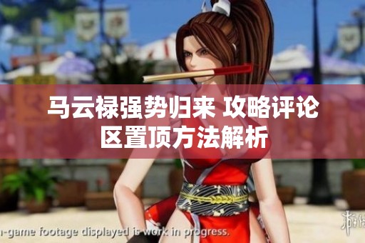 马云禄强势归来 攻略评论区置顶方法解析