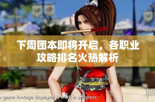下周团本即将开启，各职业攻略排名火热解析