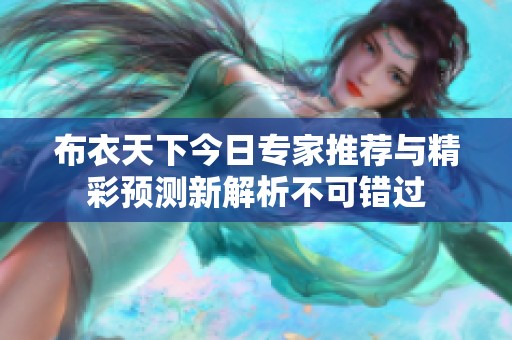 布衣天下今日专家推荐与精彩预测新解析不可错过