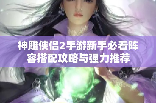 神雕侠侣2手游新手必看阵容搭配攻略与强力推荐