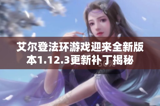 艾尔登法环游戏迎来全新版本1.12.3更新补丁揭秘