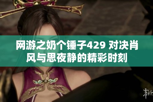 网游之奶个锤子429 对决肖风与思夜静的精彩时刻